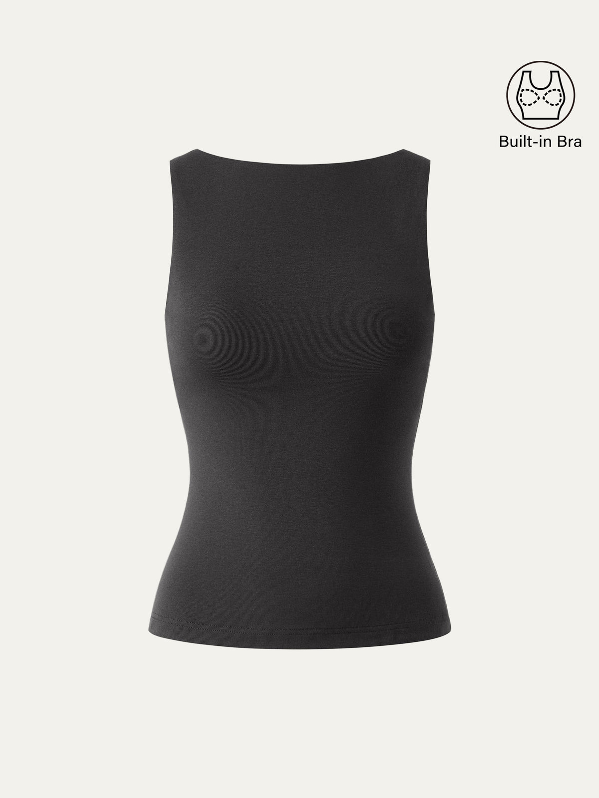 Stretch Cotton Boatneck Built-In Bra Tank — original photo 12