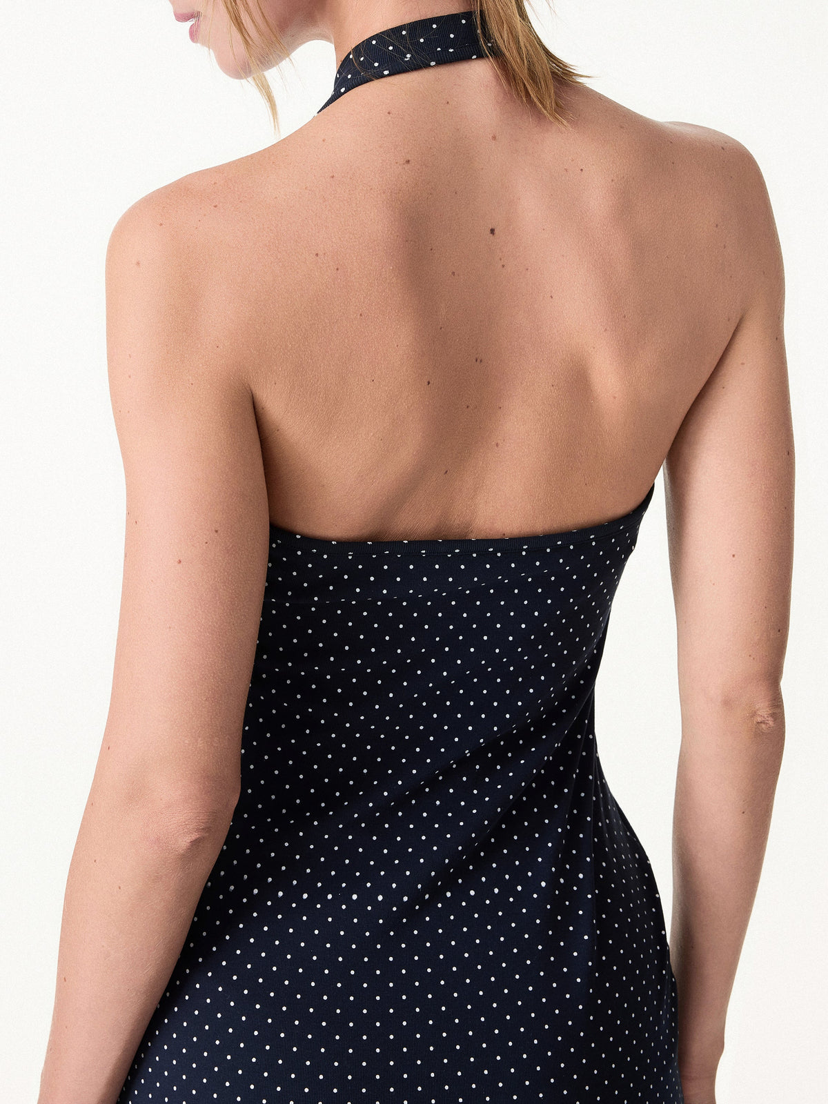 Stretch Cotton Halter Neck Polka Dot Mini Built-In Bra Dress Limited Edition — original photo 6