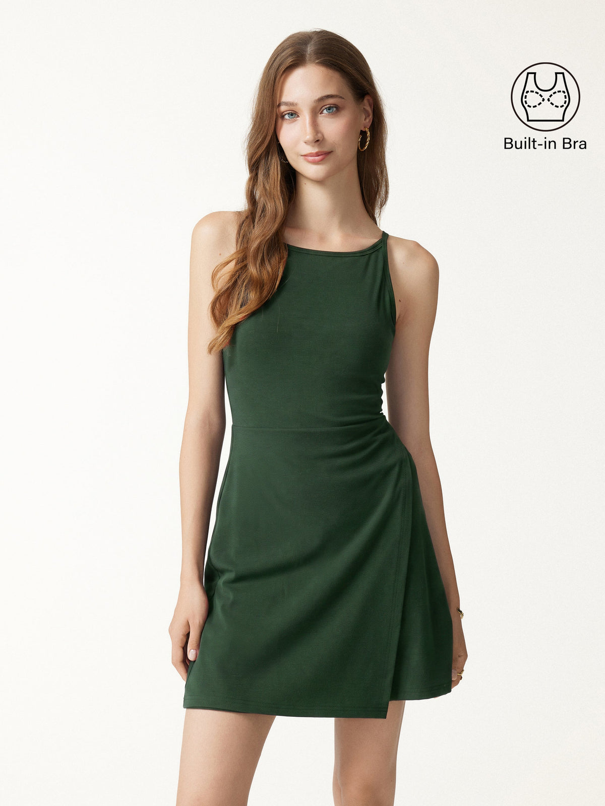 Viscose-Cotton Boatneck Sleeveless Wrap Mini Built-In Bra Dress — original photo 8