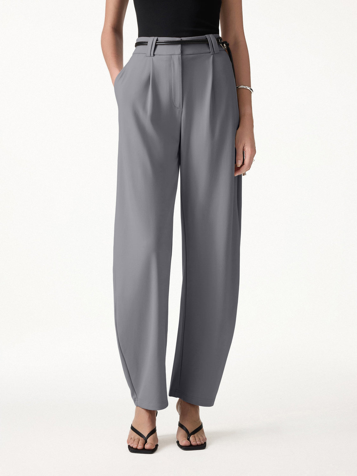 CoolTouch Stretch Ponte High Rise Cropped Barrel Pants — original photo 9