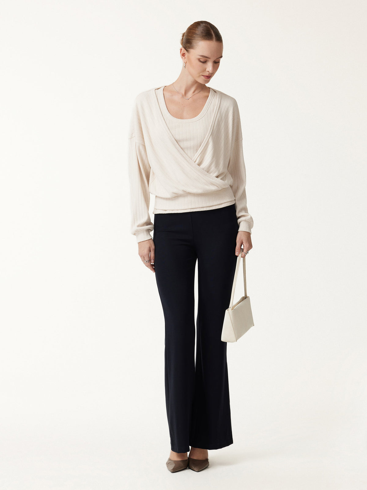 MaxWarm Wide Ribbed Crossover Long Sleeve Banded Hem Top — original photo 3