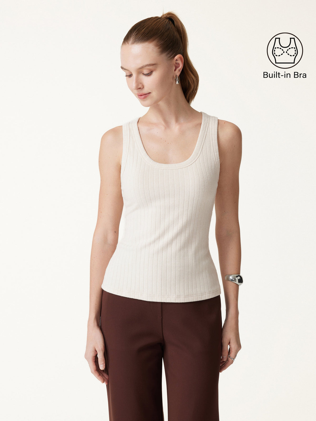 MaxWarm Wide Ribbed U-Neck Sleeveless Built-In Bra Top — original photo 9