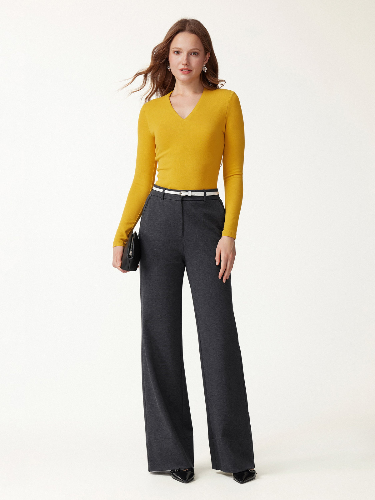 Ponte Mid-Rise Wide-Leg Pants with Pockets — original photo 2