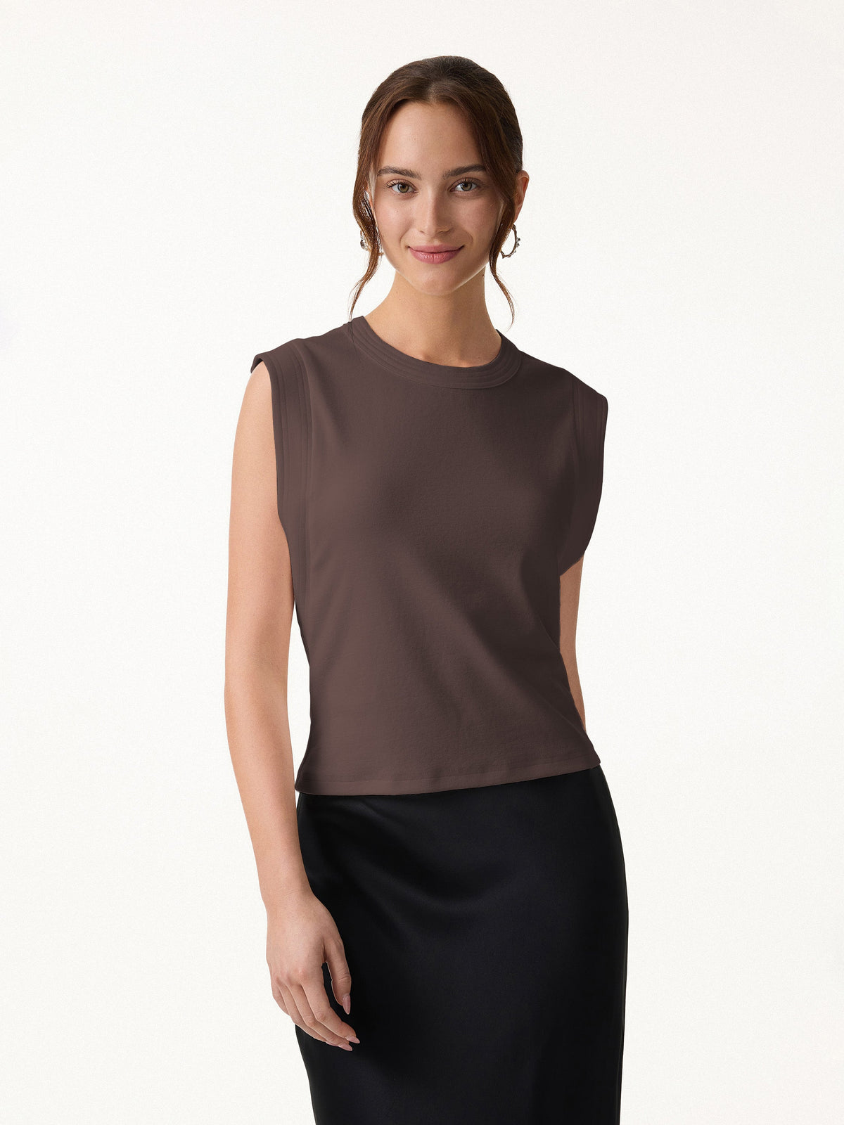 Soft Cotton Lyocell Cropped Wide Shoulder Tank — original photo 9