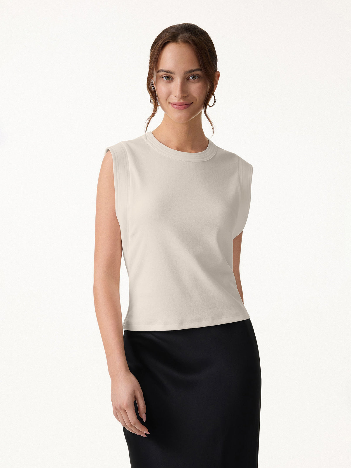 Soft Cotton Lyocell Cropped Wide Shoulder Tank — original photo 7