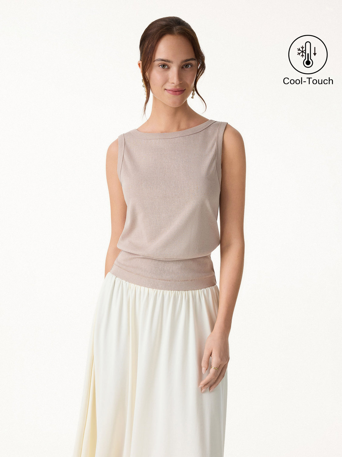 Cotton-Linen Blend Reversible Boatneck Low Back Top — original photo 1