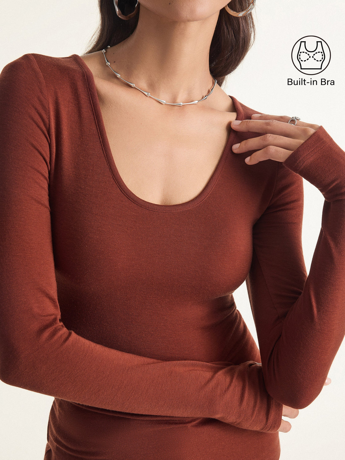 Lyocell Cashmere Scoop Neck Thumbhole Bra Top — original photo 5