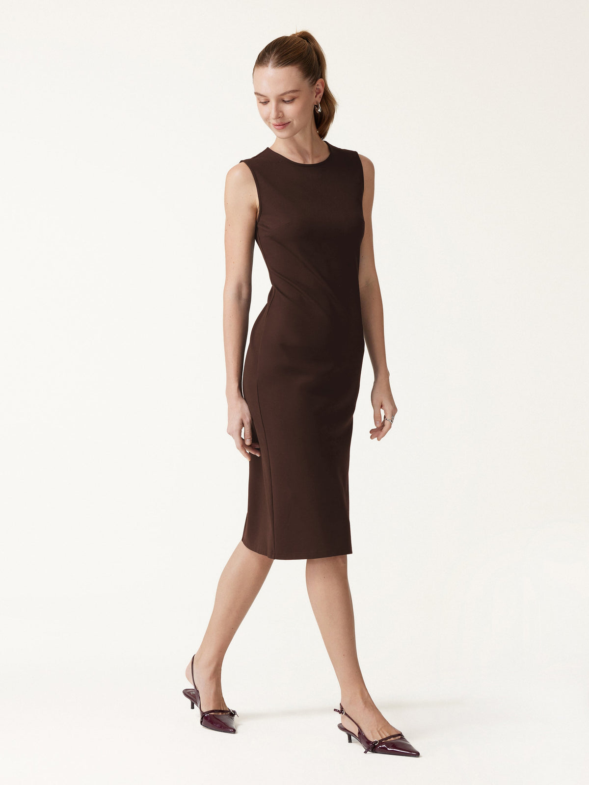 Ponte Round Neck Column Midi Dress — original photo 8