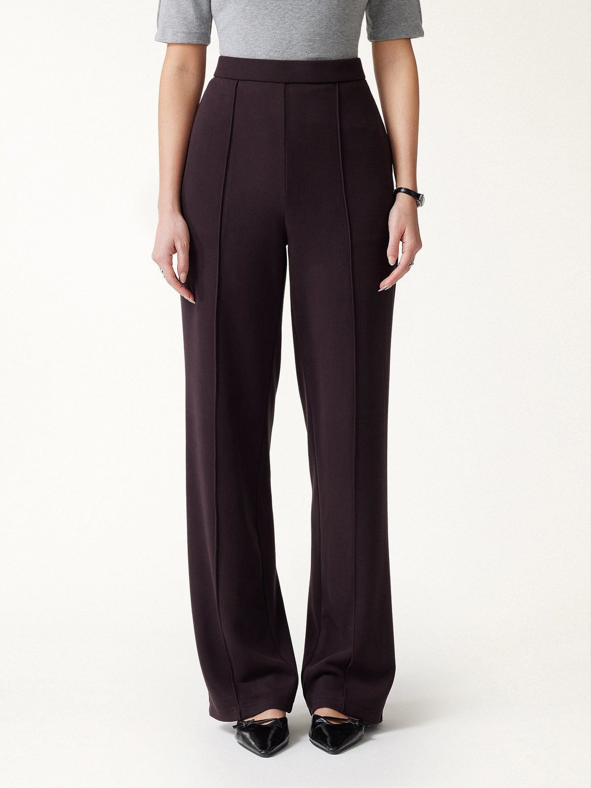 GingerWarm Mid-Rise Straight-Leg Pintuck Pants with Pockets — original photo 1