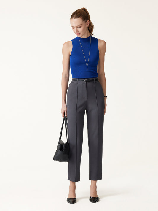 Modal Blend Ponte High-Rise Ankled Slim-Straight Pants with Pockets — original photo 1