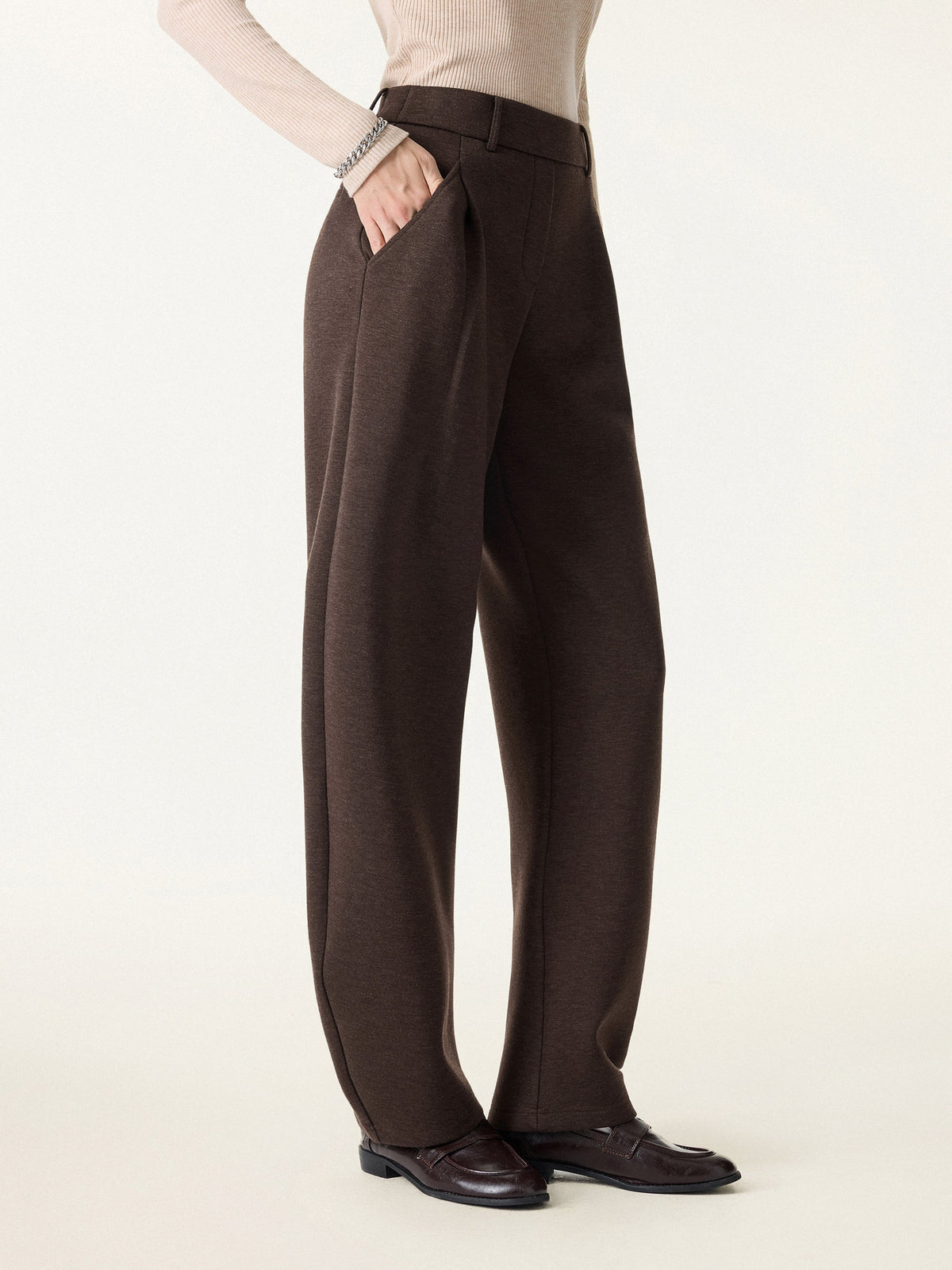 Cozy Knit Mid Rise Barrel Leg Pull-on Pants — original photo 5
