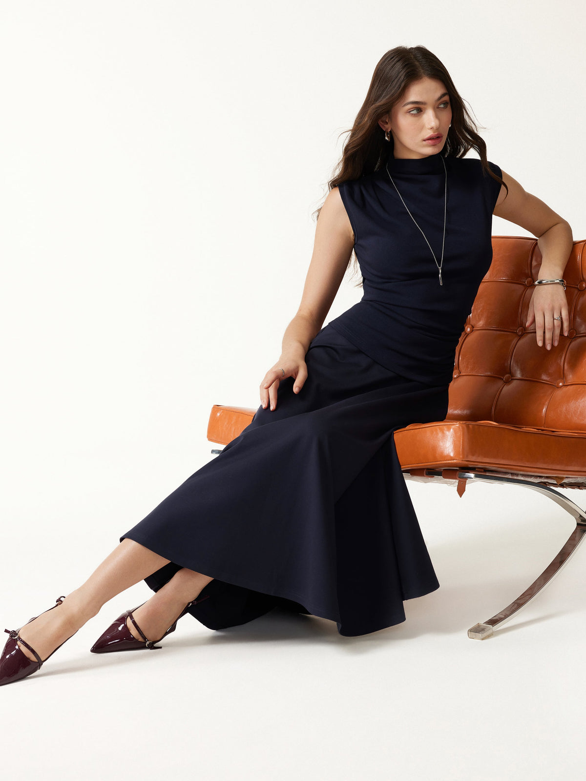 Office Staple Ponte High-Rise Circle Midi Skirt with Pockets — original photo 1