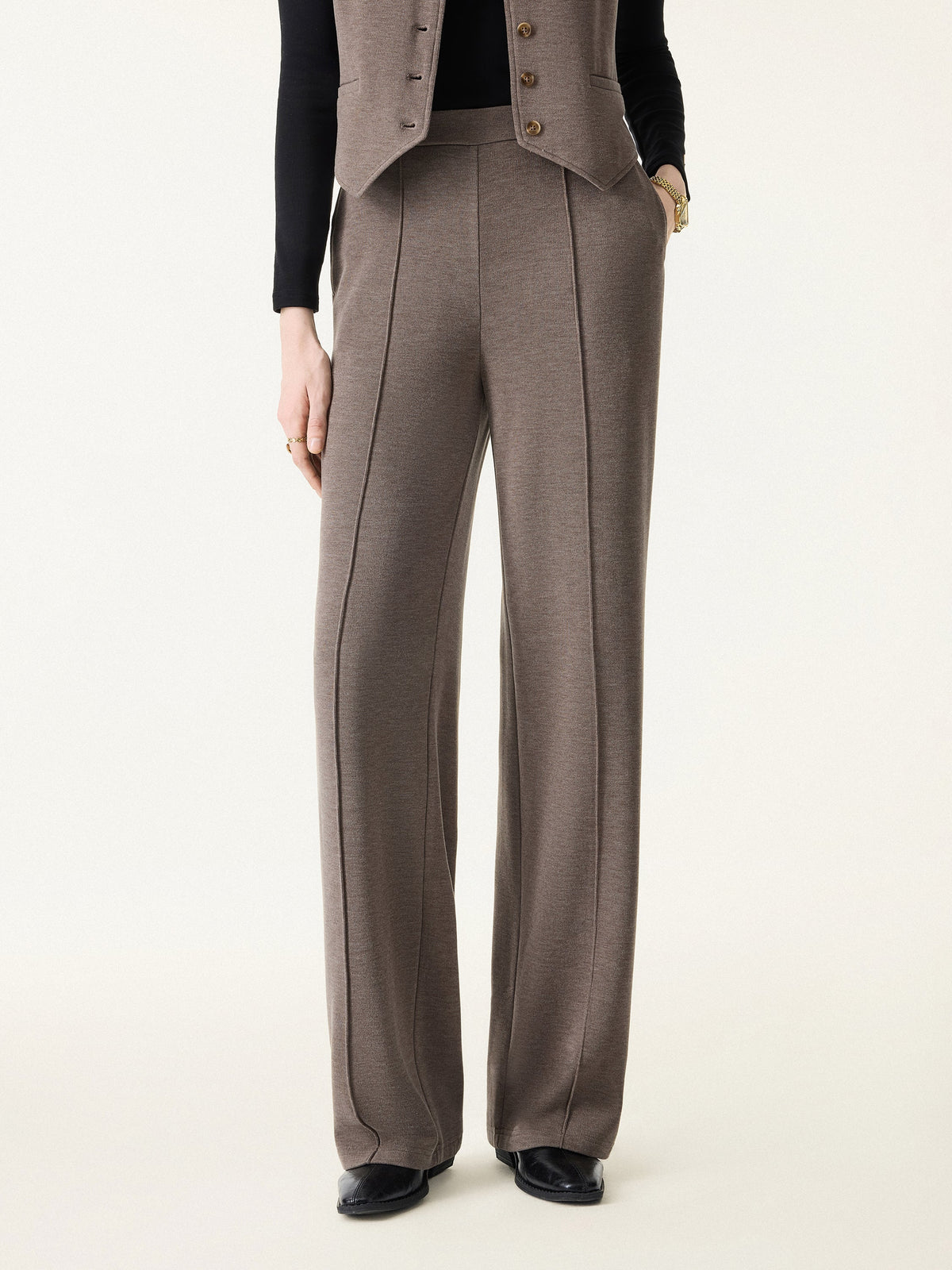 GingerWarm Mid-Rise Straight-Leg Pintuck Pants with Pockets — original photo 9