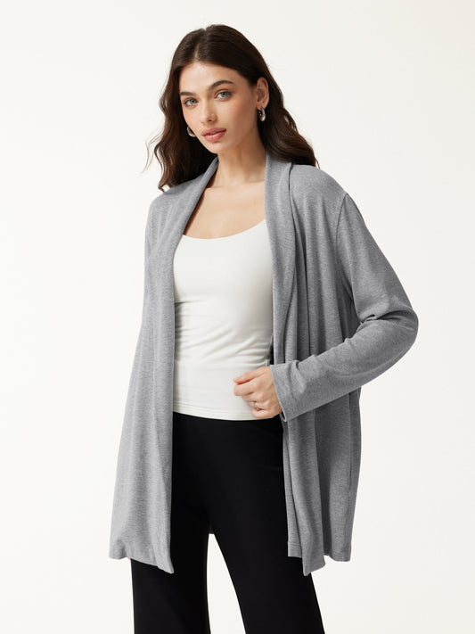 LiteWarm Lapel Long Sleeve Belted Cardigan — original photo 1