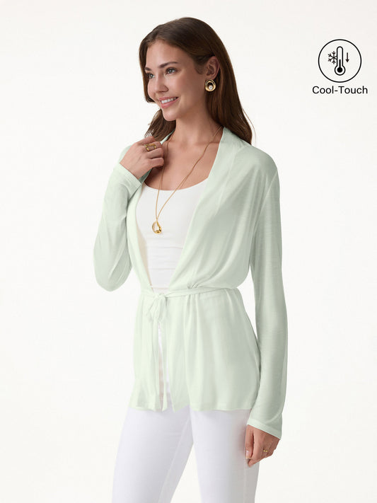 Airy Soft Open Front Cardigan with Tie — original photo 1