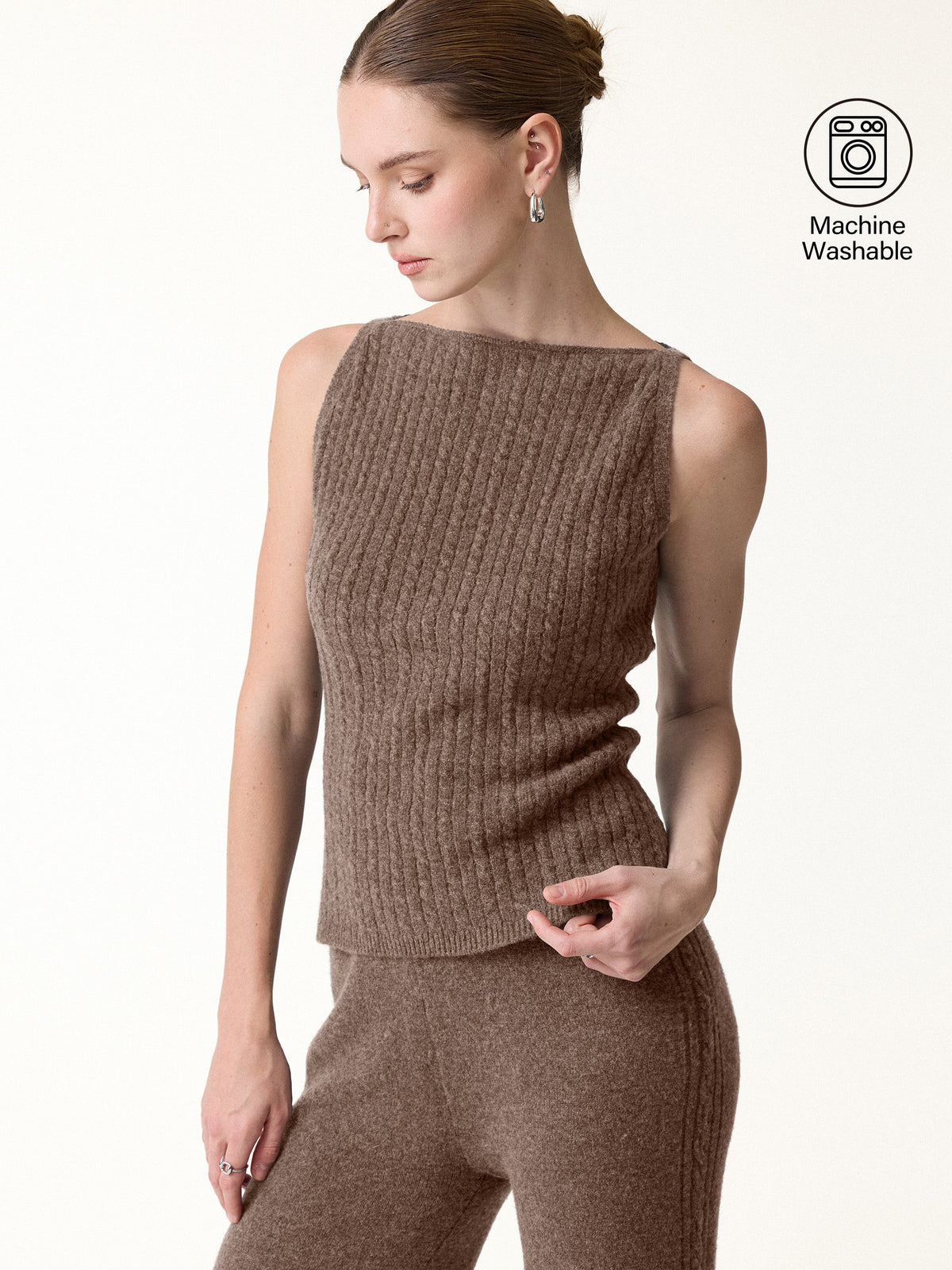 Merino-Blend Sleeveless Cable-Knit Sweater Tank — original photo 10