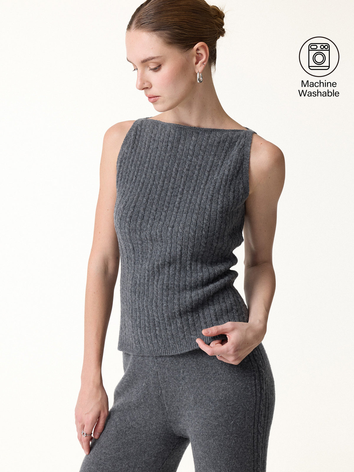 Merino-Blend Sleeveless Cable-Knit Sweater Tank — original photo 1