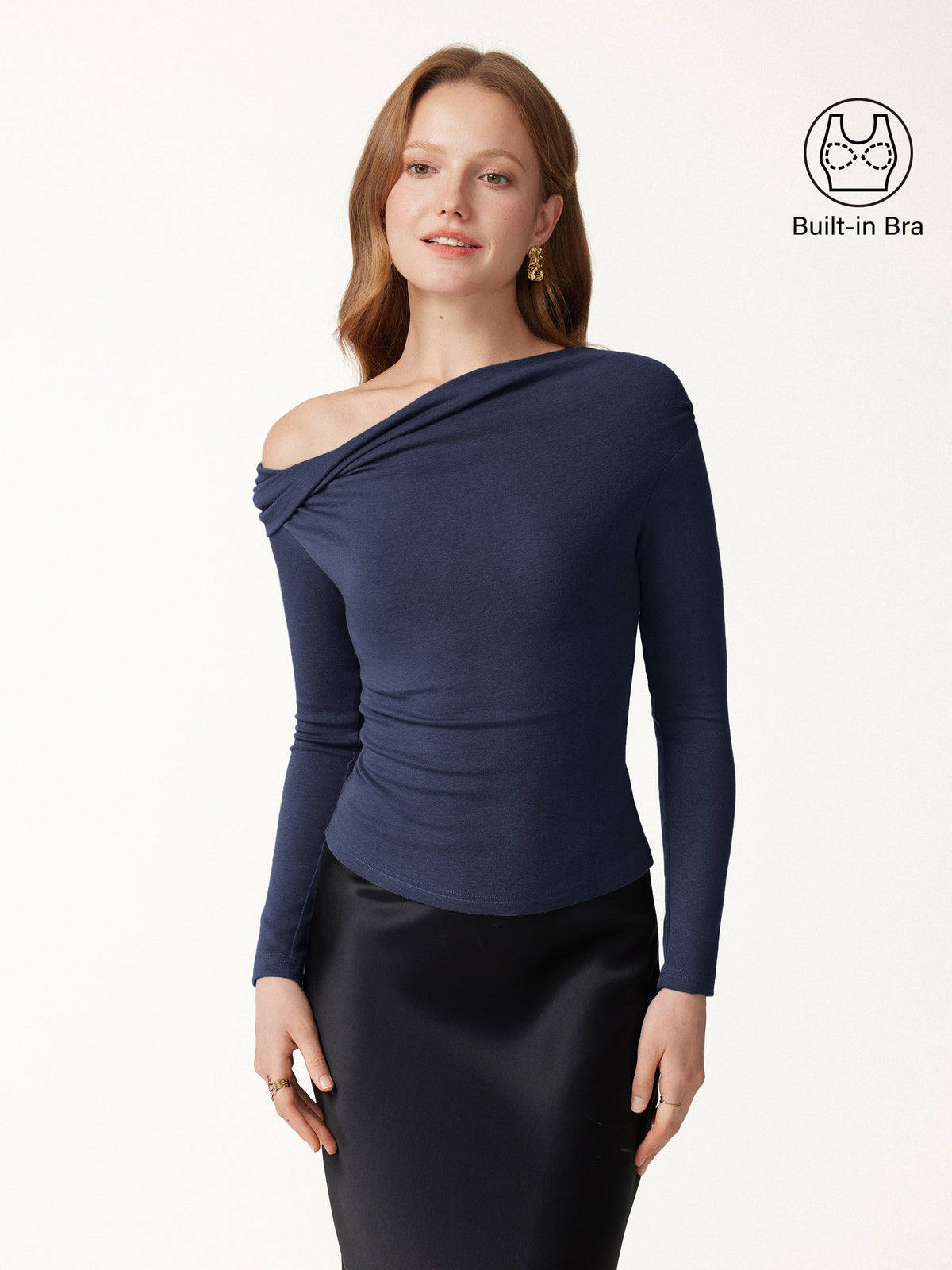 LiteWarm Convertible Neck Long Sleeve Built-In Bra Top — original photo 13