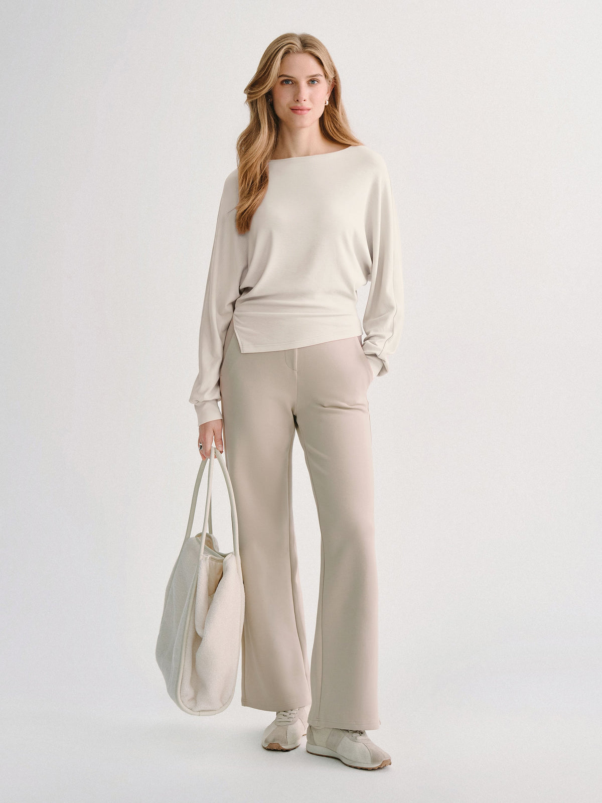 LiteWarm Boatneck Long Sleeve Asymmetrical Hem Top — original photo 2