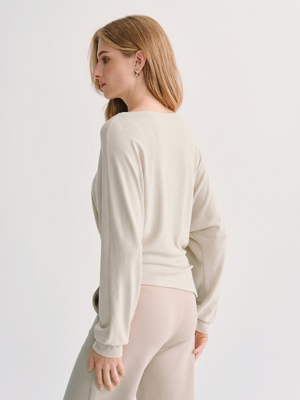 LiteWarm Boatneck Long Sleeve Asymmetrical Hem Top — original photo 4