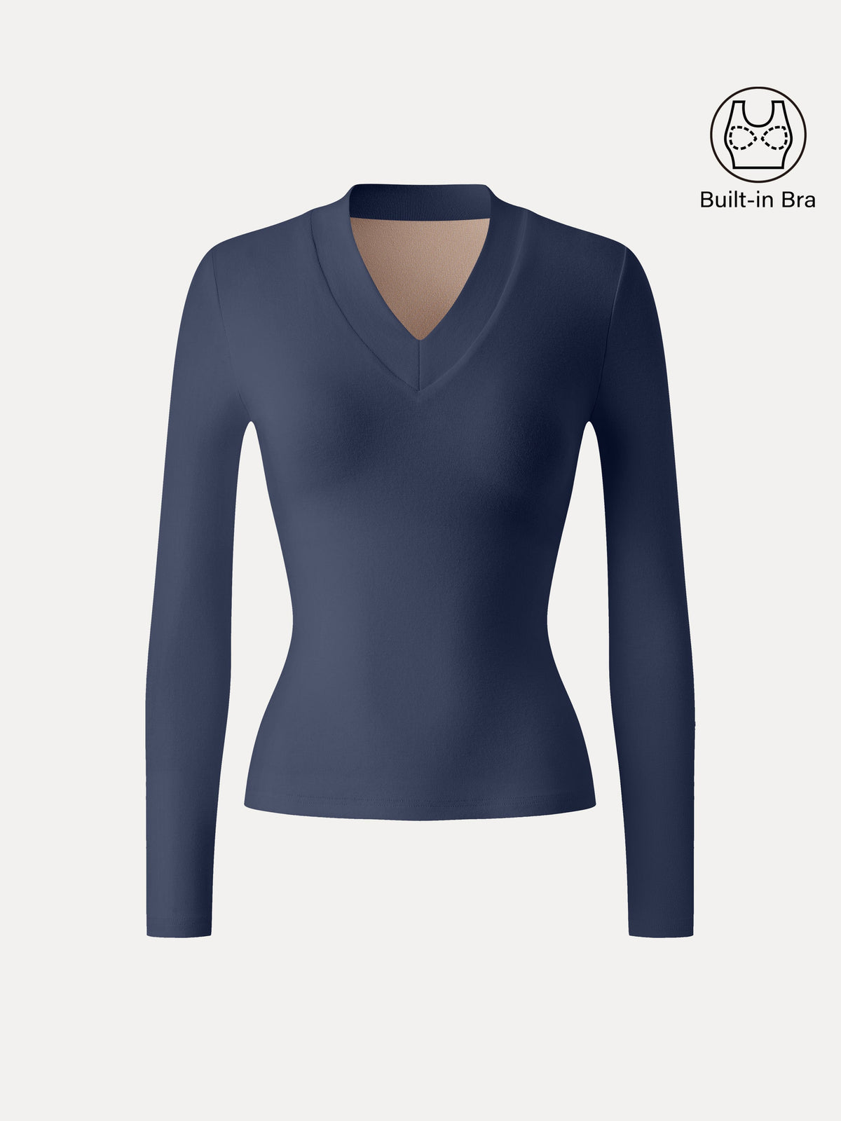 LiteWarm V-neck Wide Binding Built-In Bra Top — original photo 7