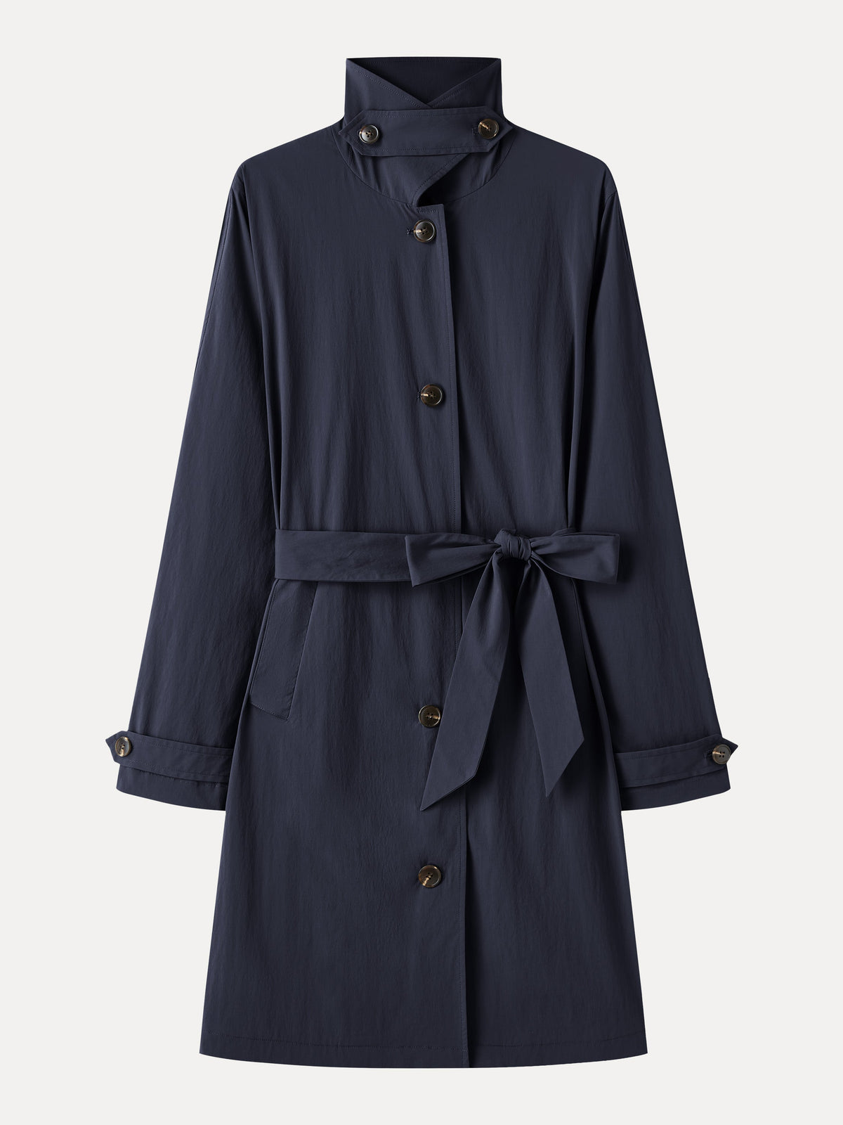 Lightweight Water-Repellent Notched Collar Trench Coat with Pockets — original photo 11
