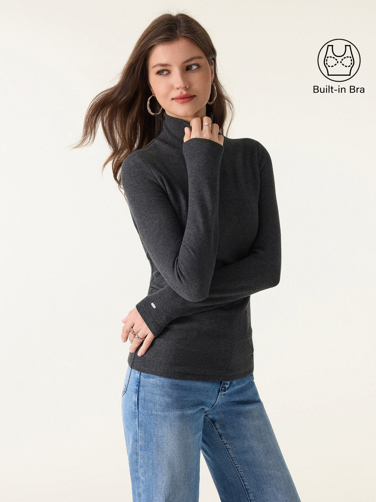 MaxWarm Turtleneck Long Sleeve Built-In Bra Top — original photo 3