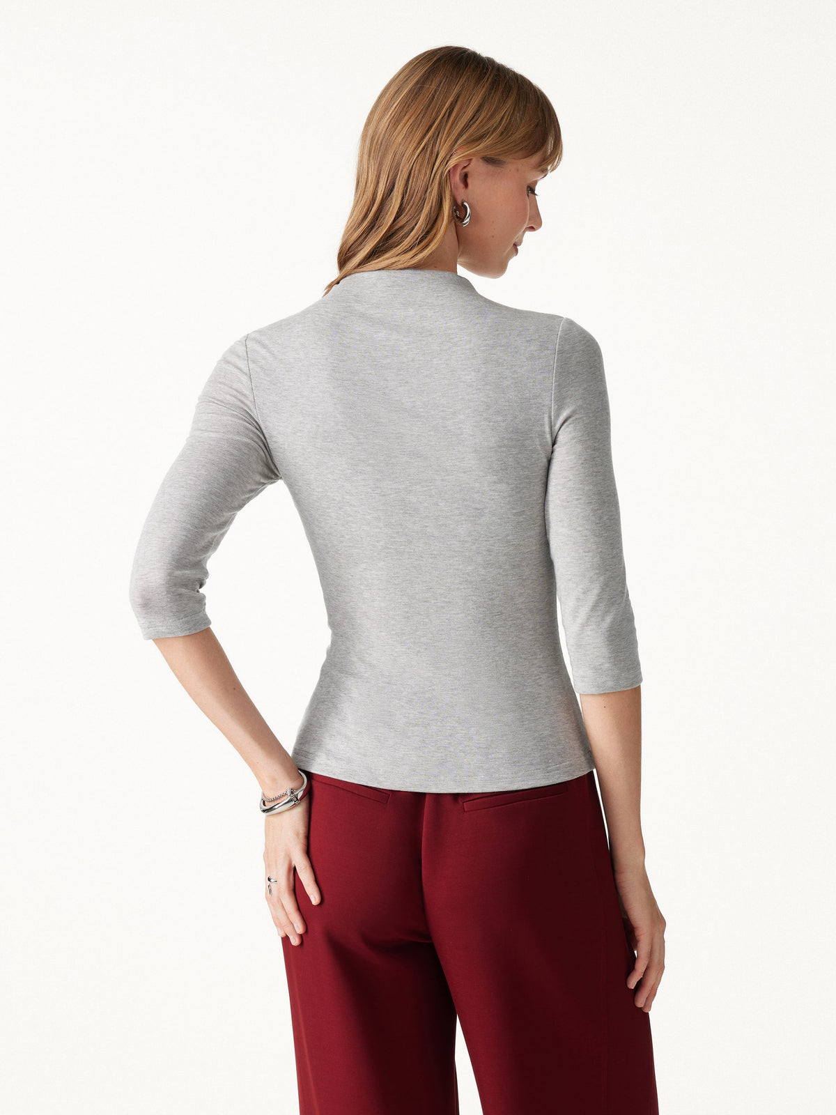 LiteWarm Premium Mock Neck 3/4 Sleeve Built-In Bra Top — original photo 3