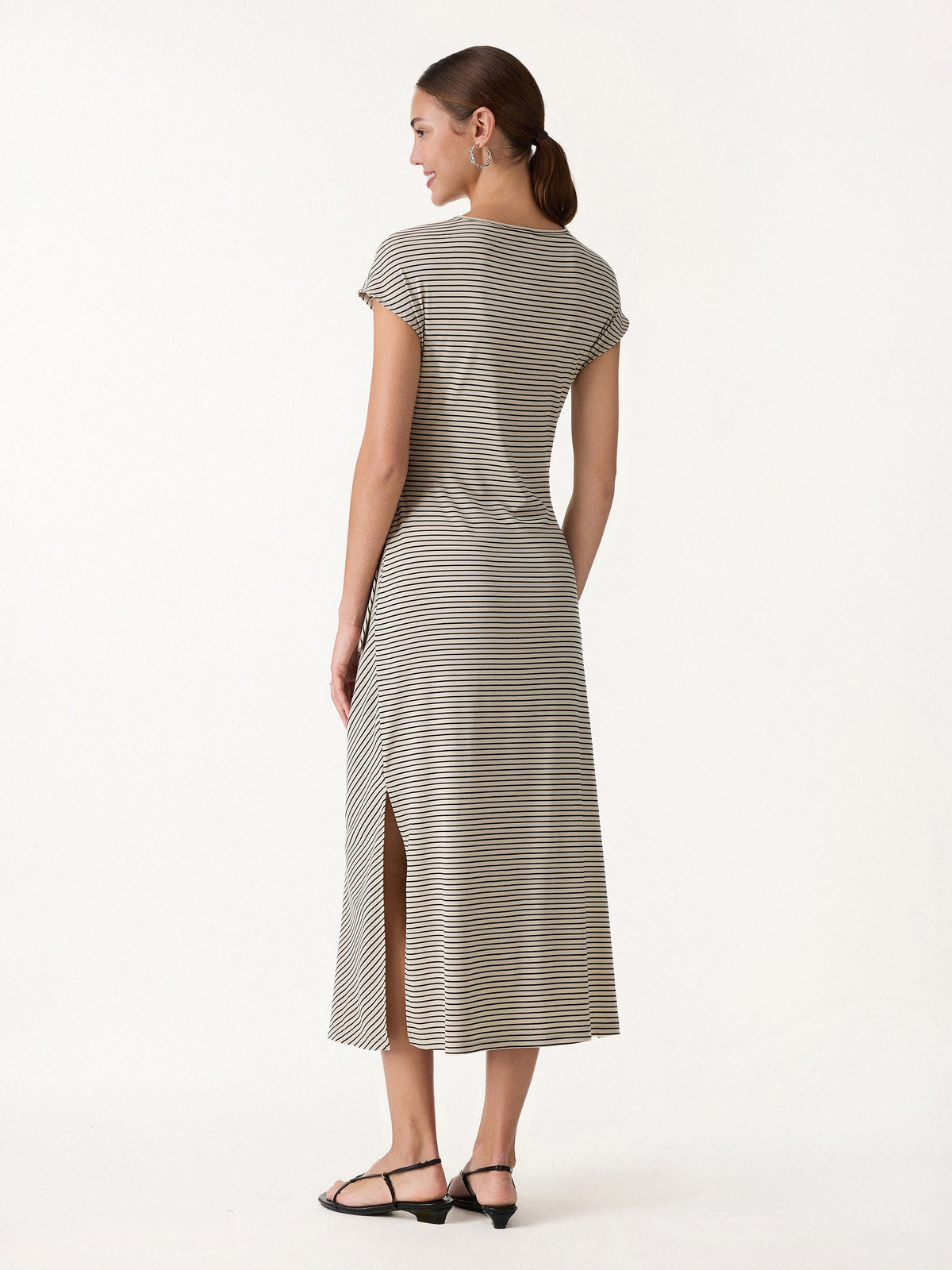 Striped Relaxed Midi Dress with Self-Tie — original photo 3