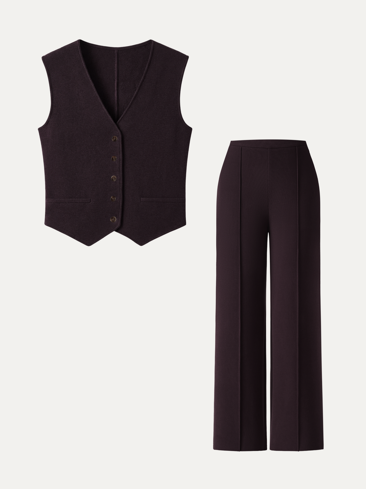 2Pcs Set Friendly Sleeveless Cropped Vest & Mid-Rise Pintuck Pants with Pockets — original photo 2