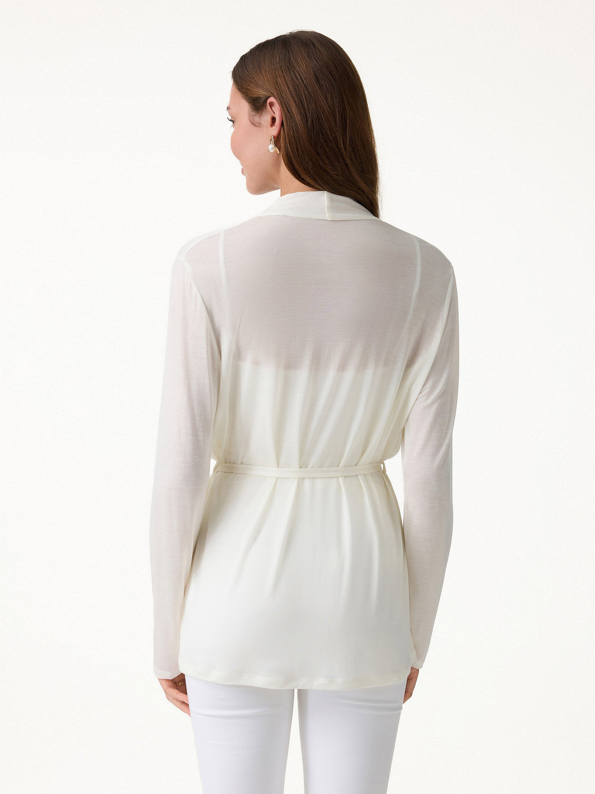 Airy Soft Open Front Cardigan with Tie — original photo 4