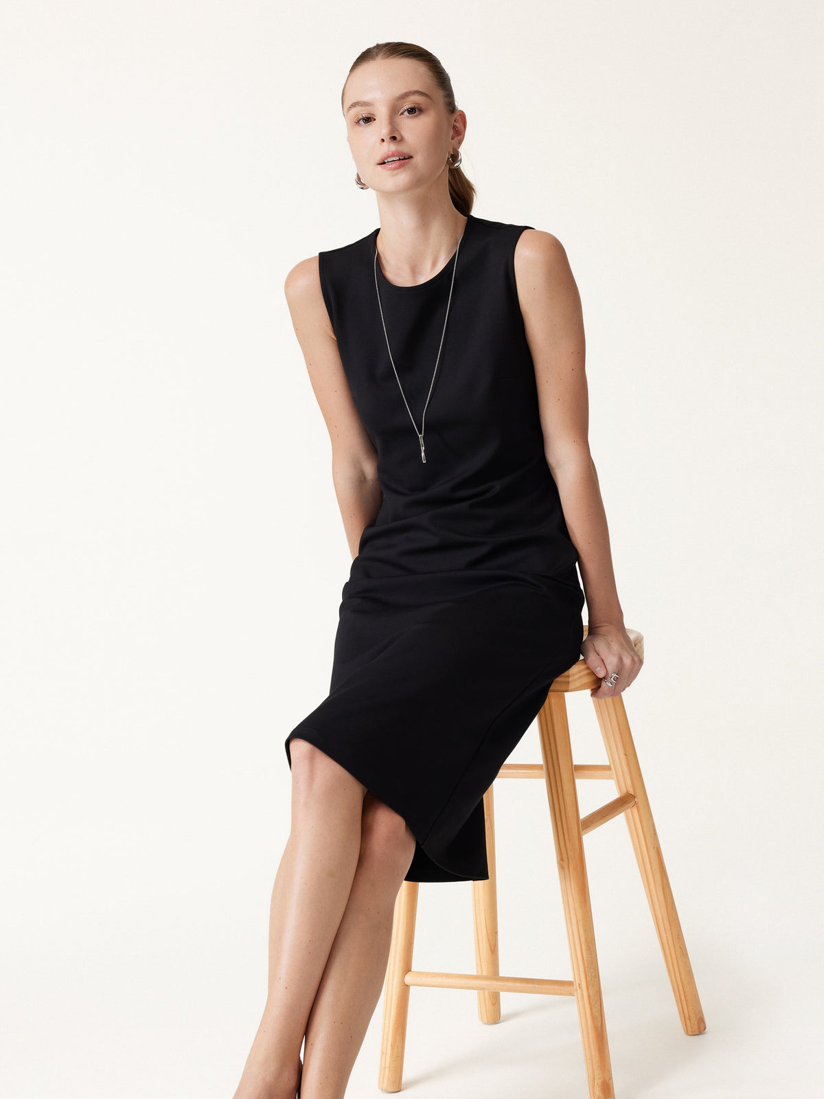 Ponte Round Neck Column Midi Dress — original photo 3