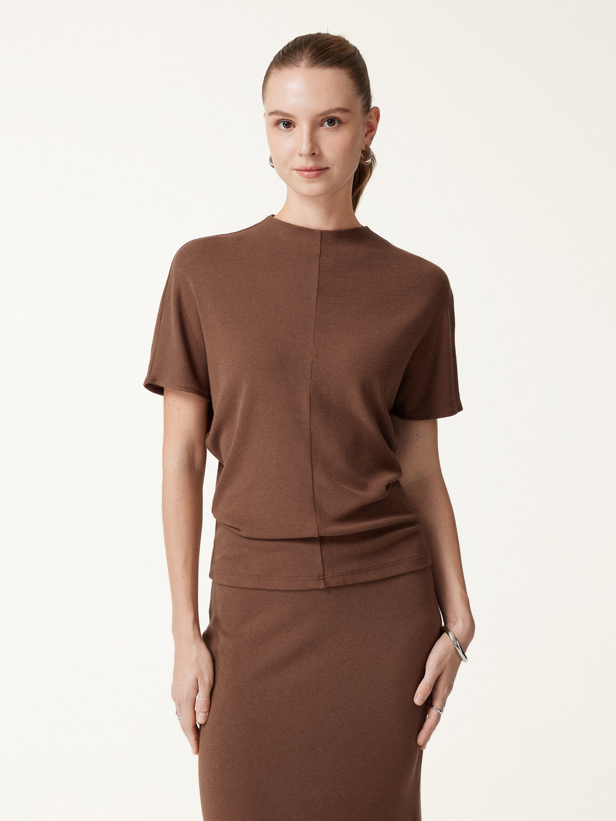 LiteWarm Mock Neck Cap Sleeve Seamed Top — original photo 3