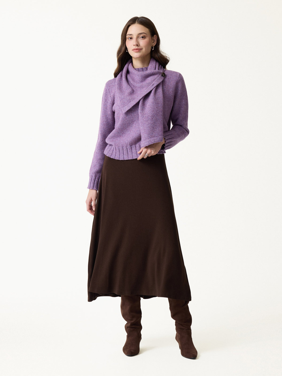Merino Blend Plush Sweater with Removable Scarf — original photo 8