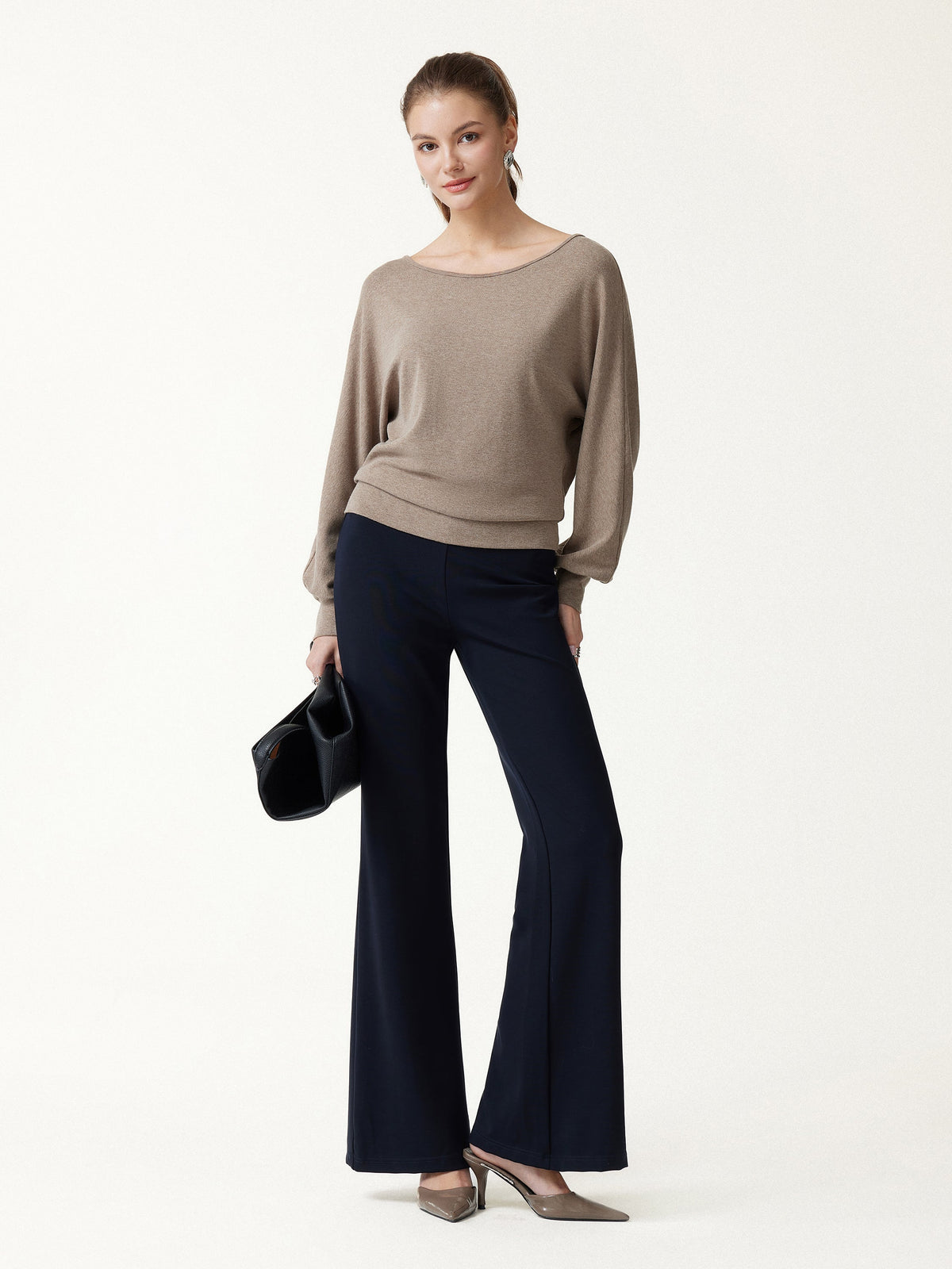 LiteWarm Boatneck Lantern Sleeve Banded Hem Top — original photo 2