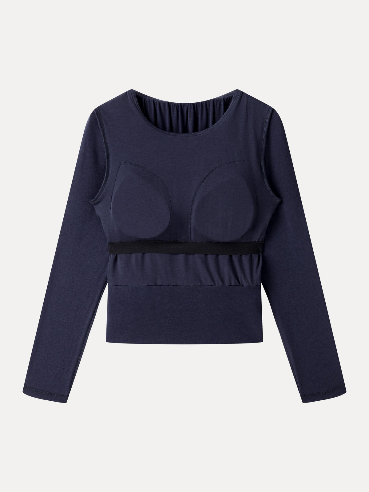LiteWarm Lyocell-Wool Round Neck Long Sleeve Tucked Built-In Bra Top — original photo 6