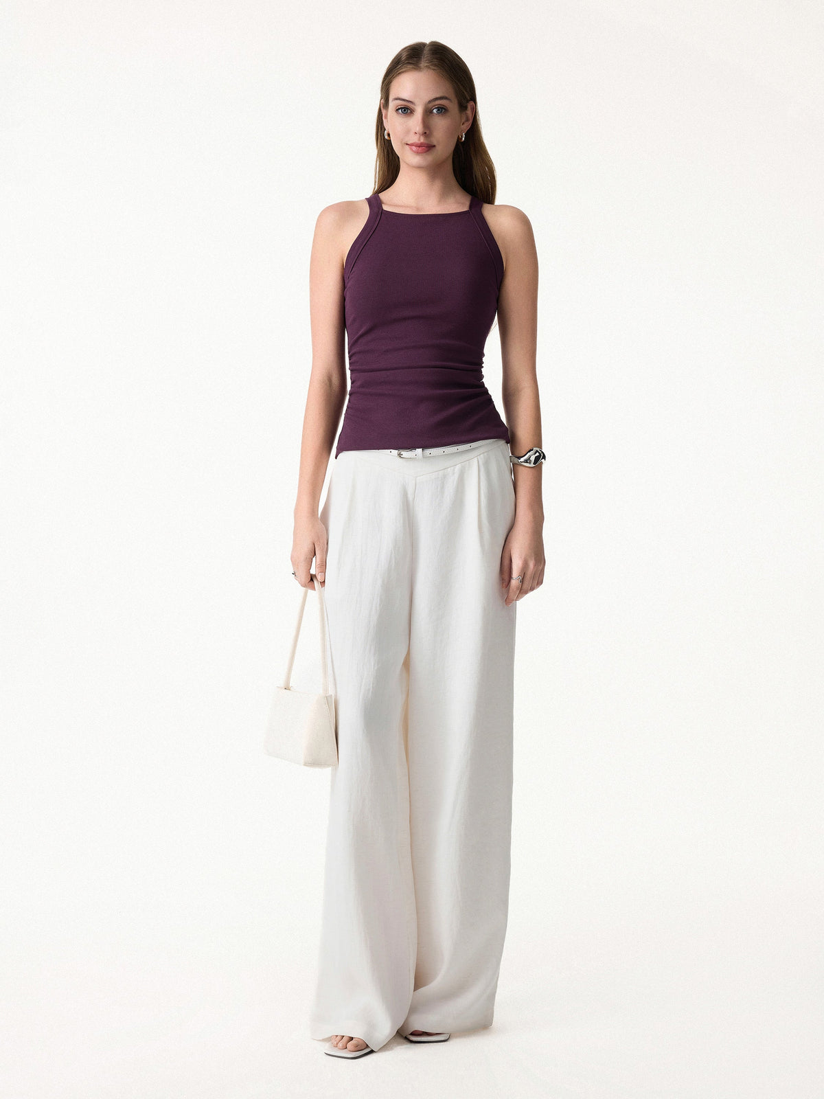 Plantive Chic Square Neck Ruched Rib Built-In Bra Tank — original photo 2