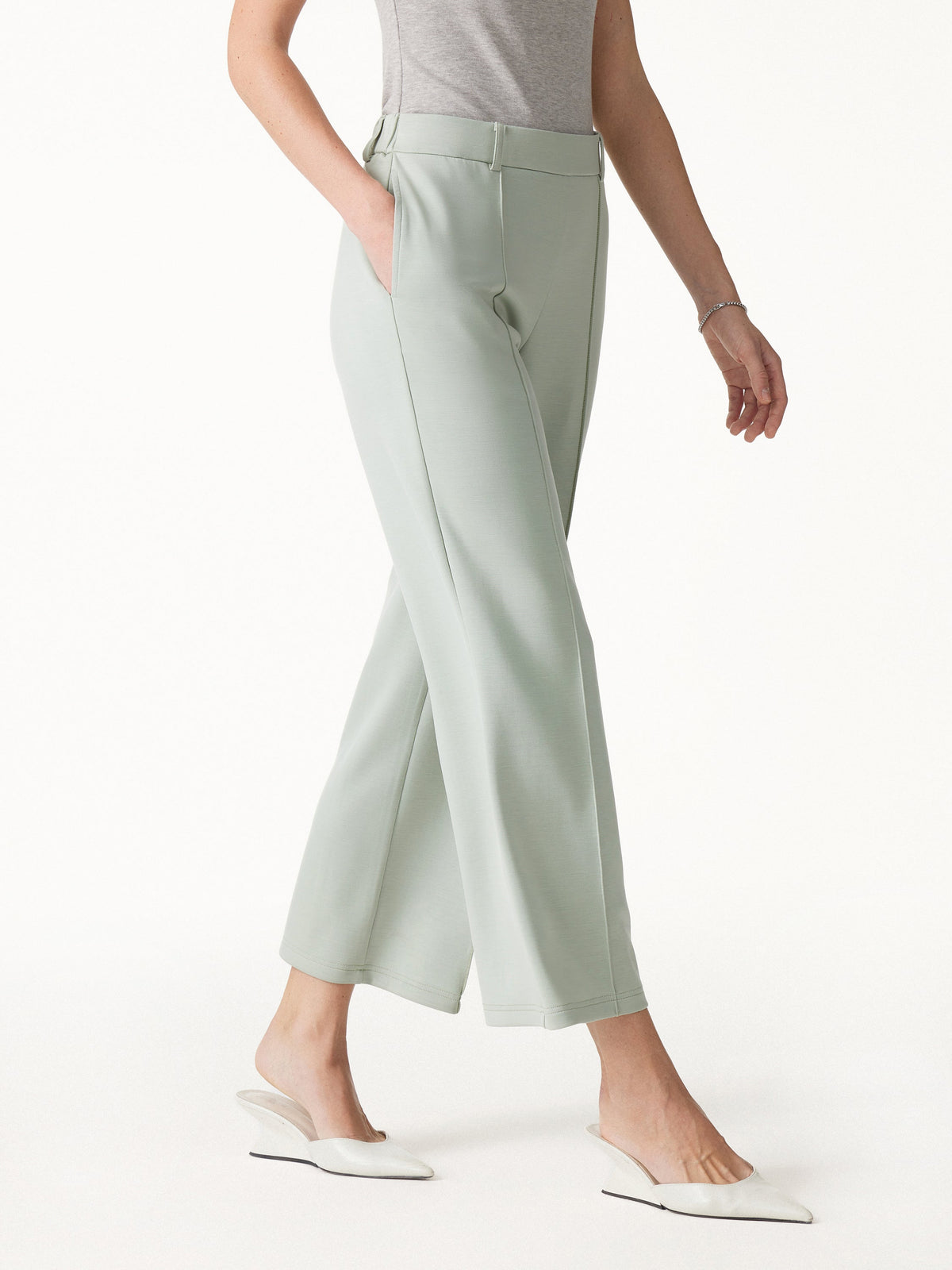 Lyocell Spacer Knit Cropped Flared Pants with Pockets — original photo 3