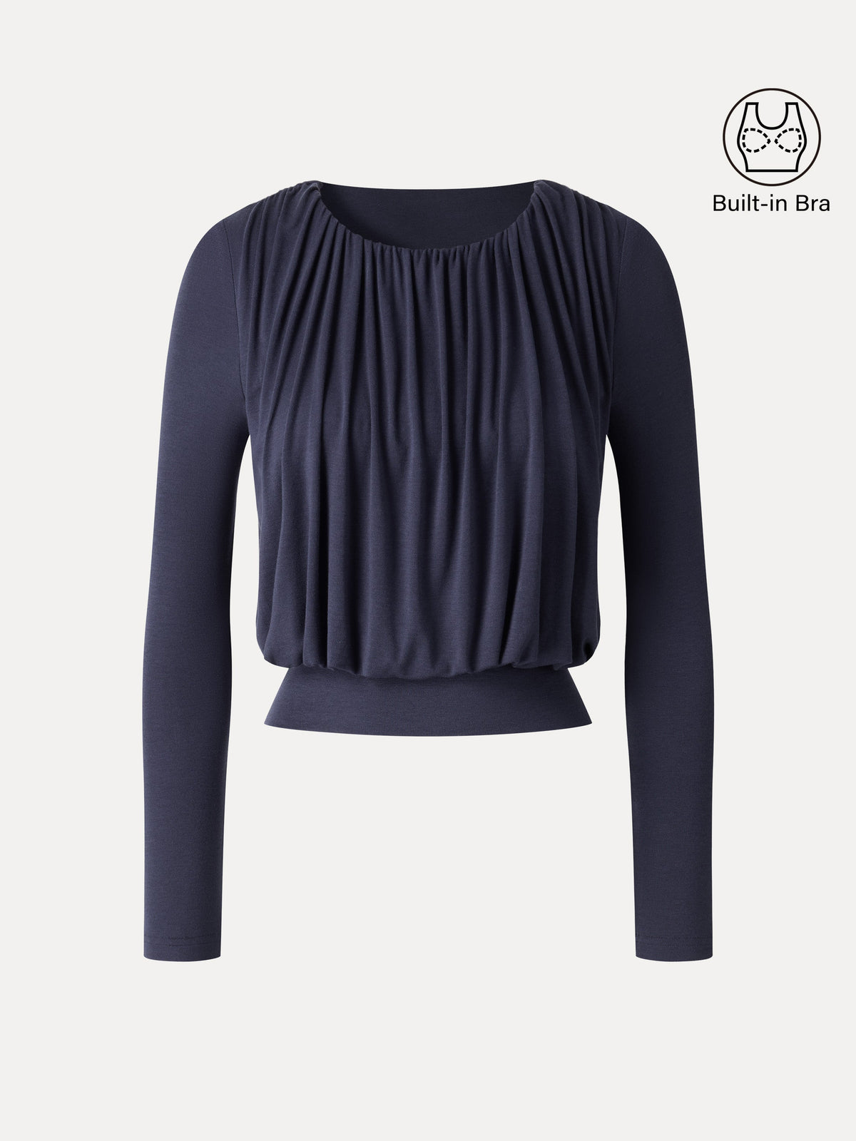LiteWarm Lyocell-Wool Round Neck Long Sleeve Tucked Built-In Bra Top — original photo 7