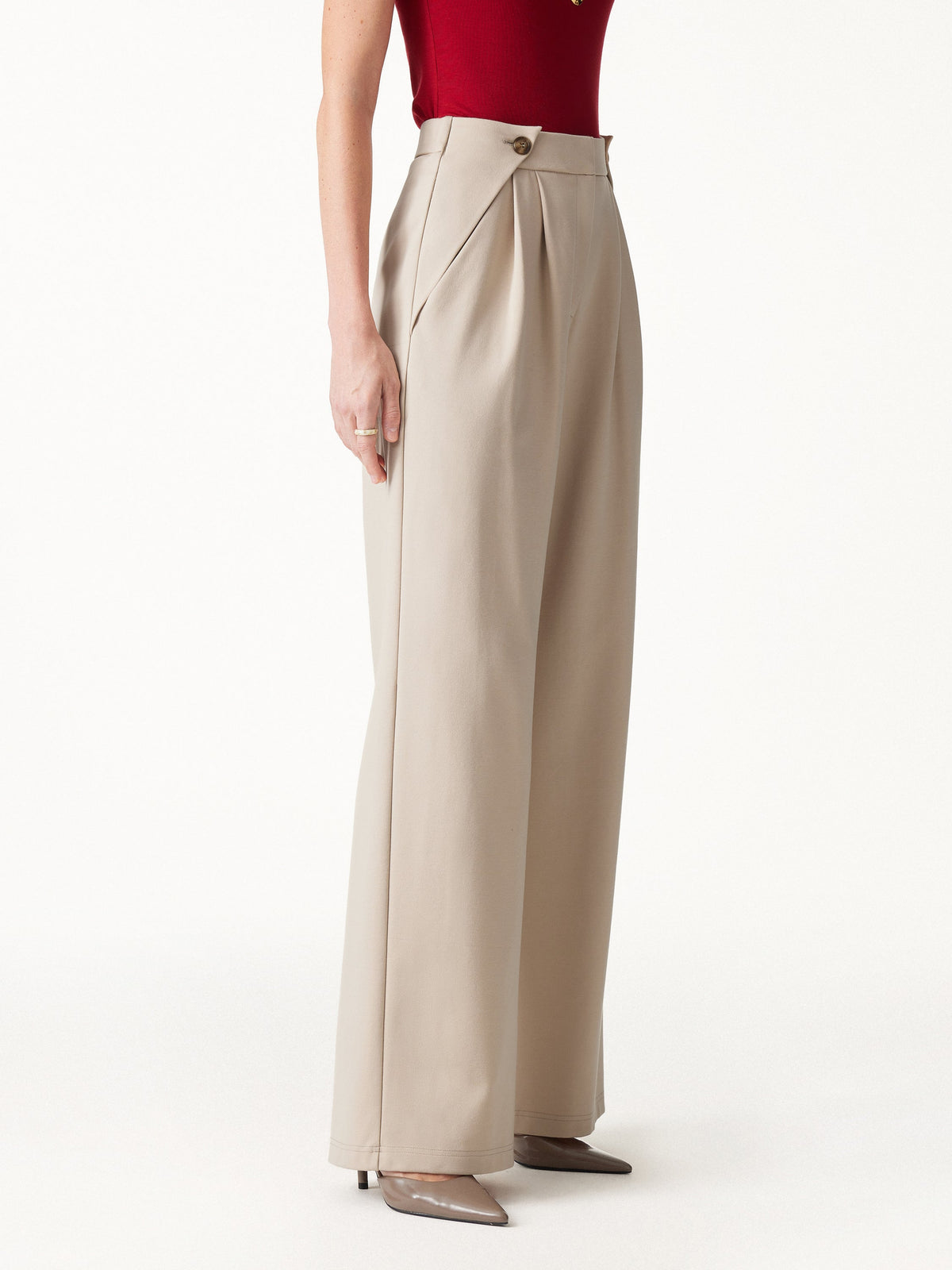 Ponte High-Rise Wide-Leg Gusset Pants with Pockets — original photo 1
