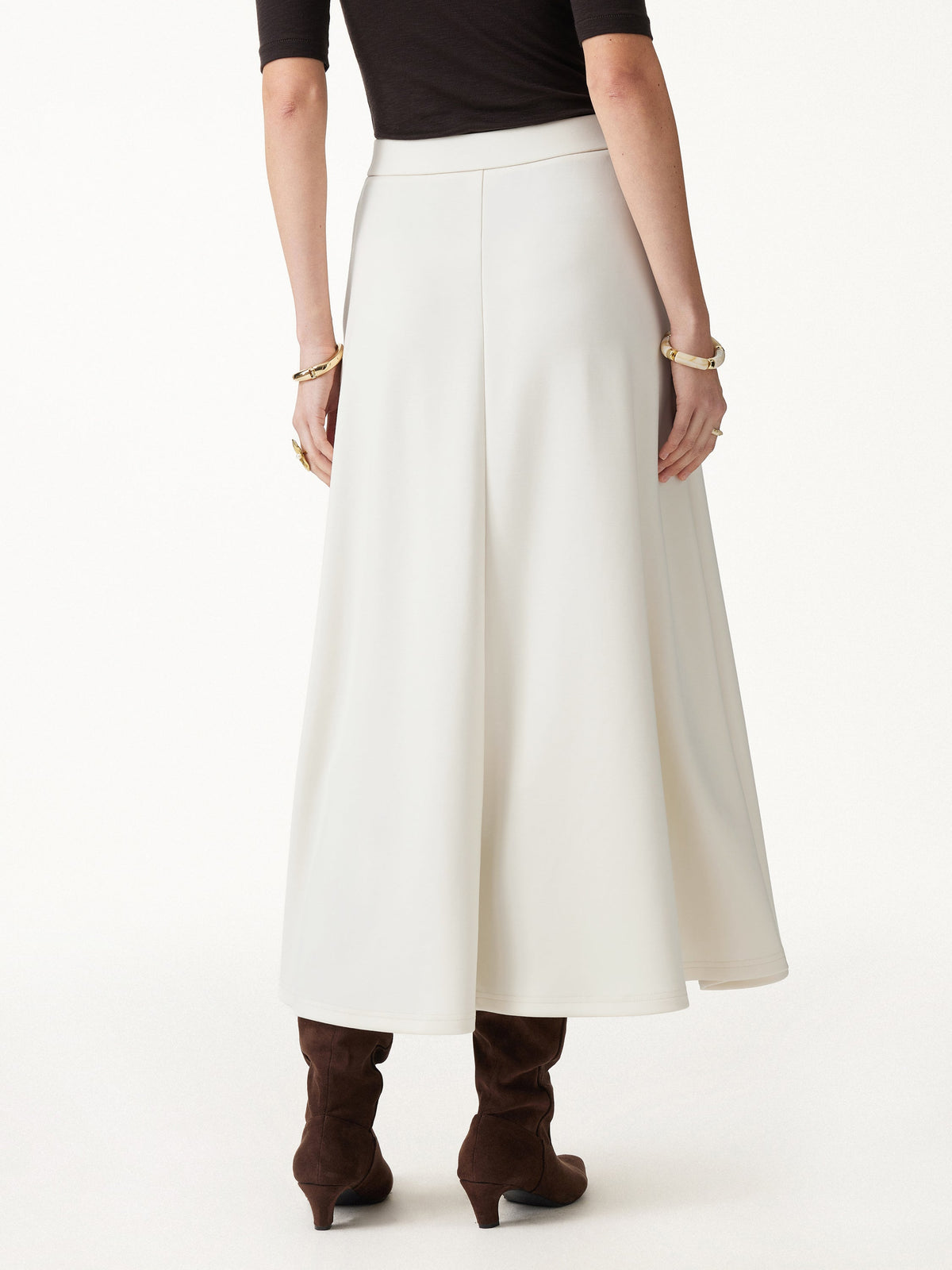 Modal Spacer Knit High-Rise Umbrella Midi Skirt with Pockets — original photo 4