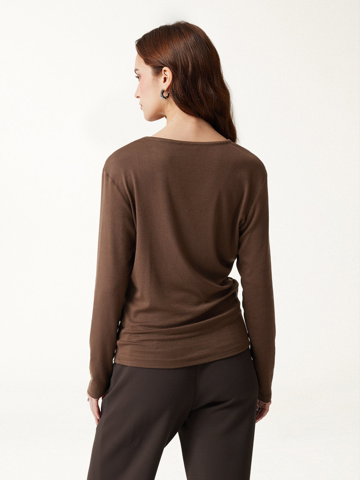 LiteWarm V-Neck Long Sleeve Ruched Top — original photo 4