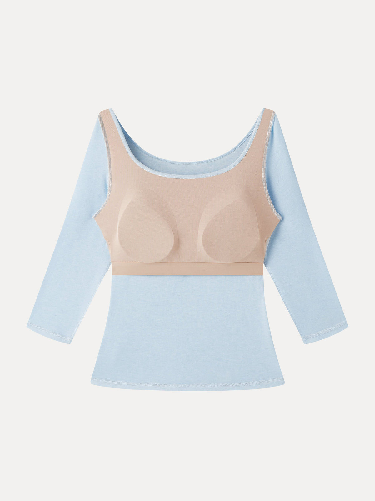 LiteWarm Lyocell-Wool Knit Scoop Neck 3/4 Sleeve Built-In Bra Top — original photo 6