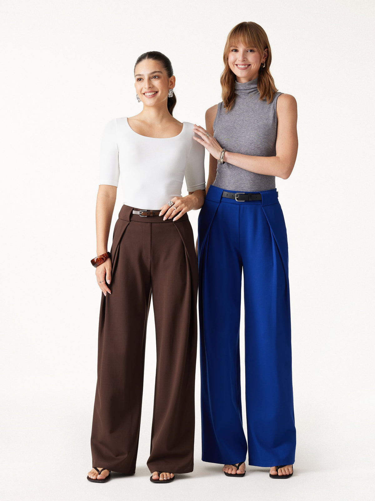 Ponte Mid-Rise  Wide-Leg Tuck Pants with Pockets — original photo 2