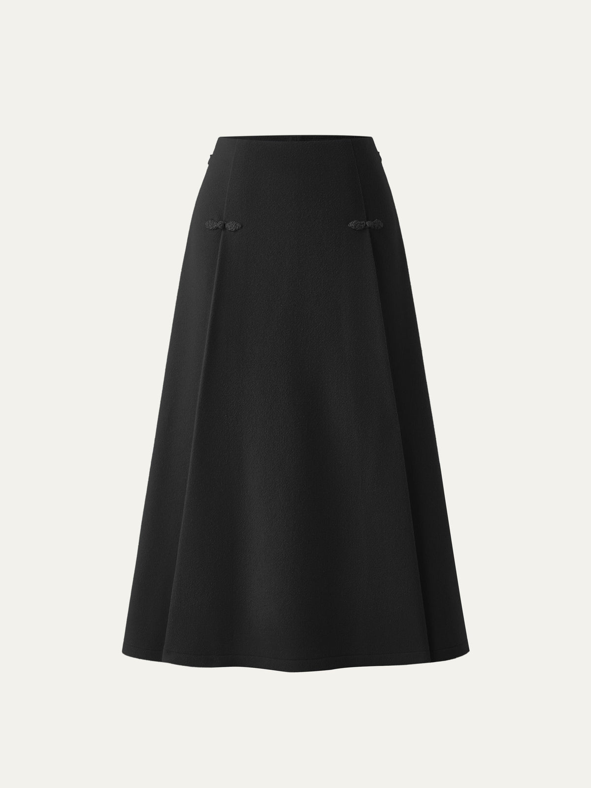 Wool-like Frog Button A-Line Midi Skirt Limited Edition — original photo 7