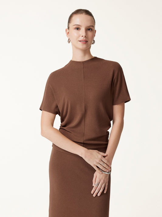 LiteWarm Mock Neck Cap Sleeve Seamed Top — original photo 1