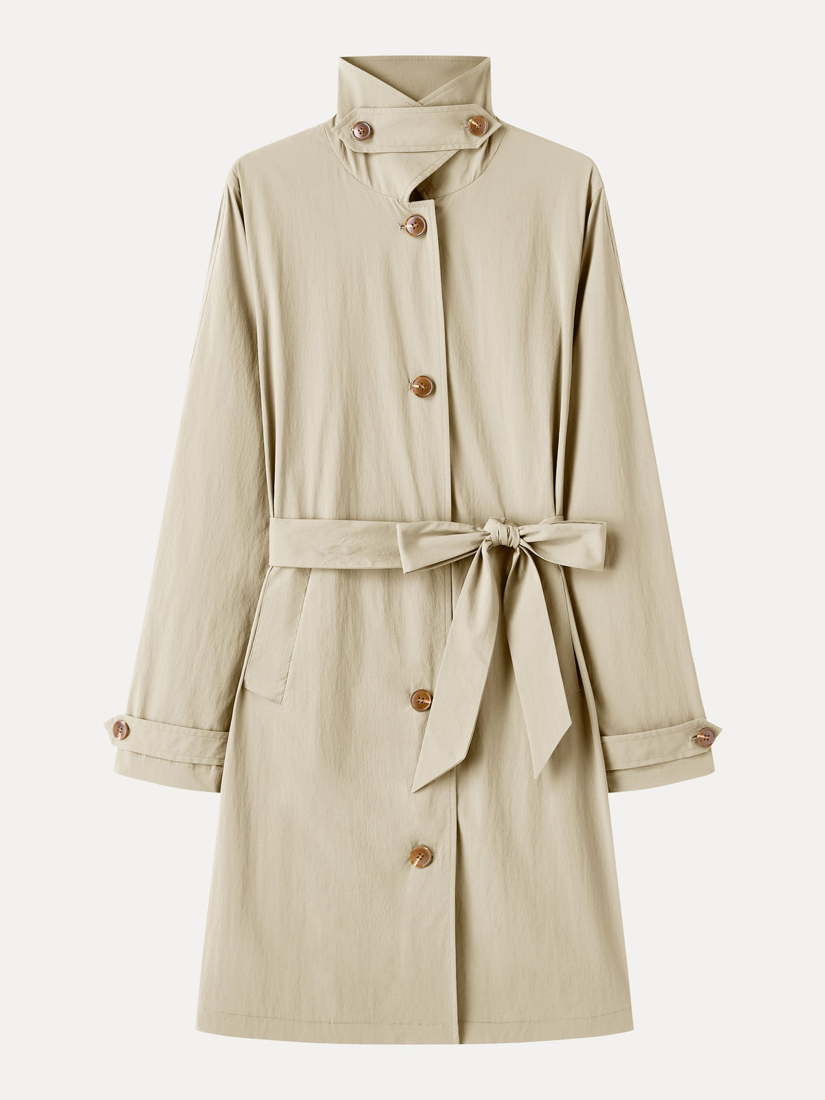 Lightweight Water-Repellent Notched Collar Trench Coat with Pockets — original photo 9