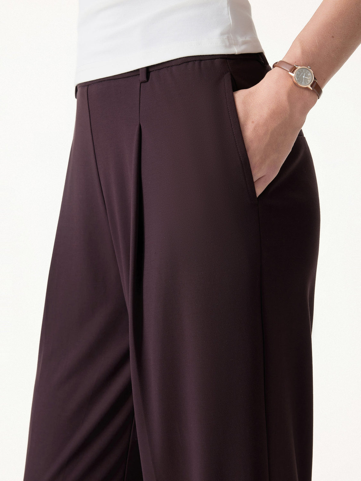 2Pcs Set Round Neck Tucked Top & Wide Leg The Success Pants — original photo 5