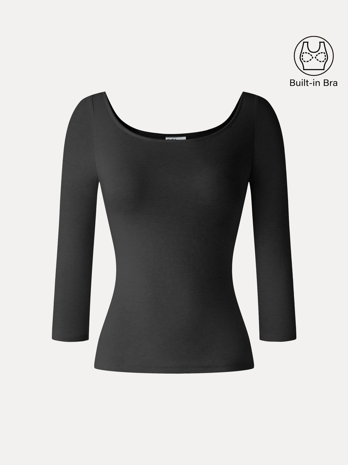 LiteWarm Lyocell-Wool Knit Scoop Neck 3/4 Sleeve Built-In Bra Top — original photo 10