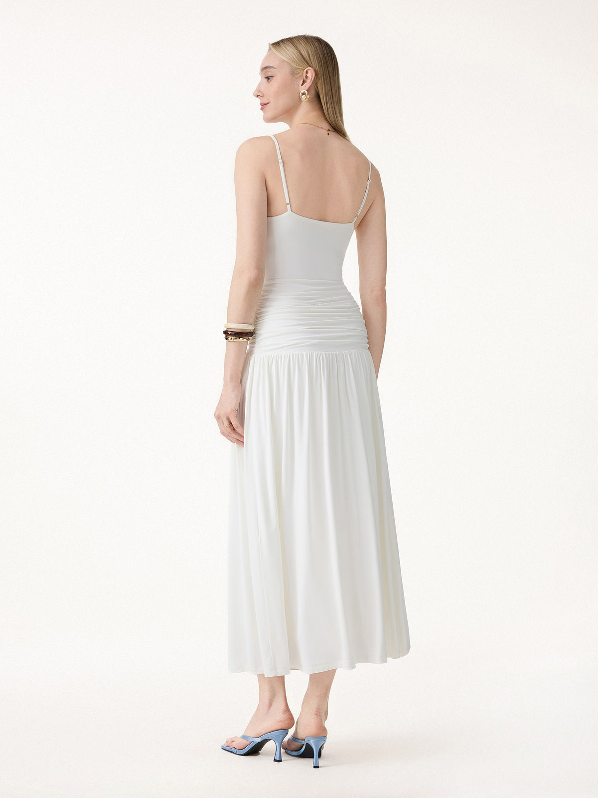 Not-See-Thru Spaghetti Gathered Maxi Built-In Bra Dress — original photo 2